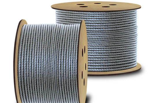 cabo de aço enrolado em carretel